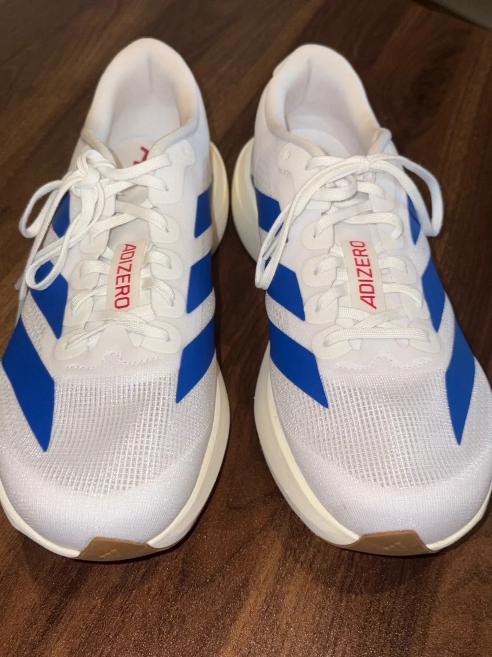 adidas Adizero Men’s Running Shoes in White and Blue